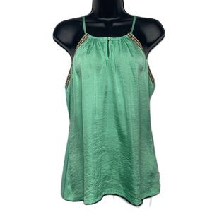 Limited Mint Green Halter Tank Top with Embroider detail